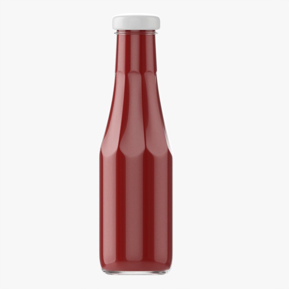 Barbecue Sauce In Glass Bottle 07 3Dモデル