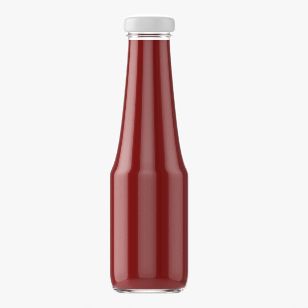 Barbecue Sauce In Glass Bottle 08 3D模型