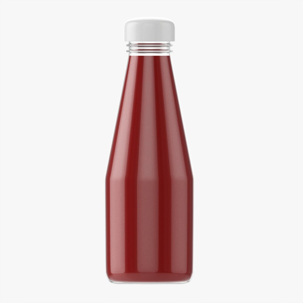 Barbecue Sauce In Glass Bottle 09 3D модель
