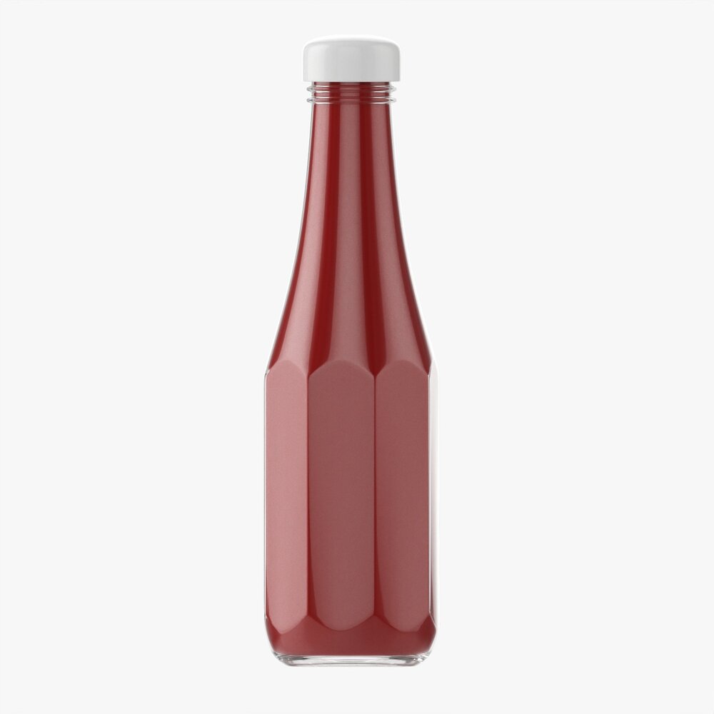 Barbecue Sauce In Glass Bottle 12 3D model