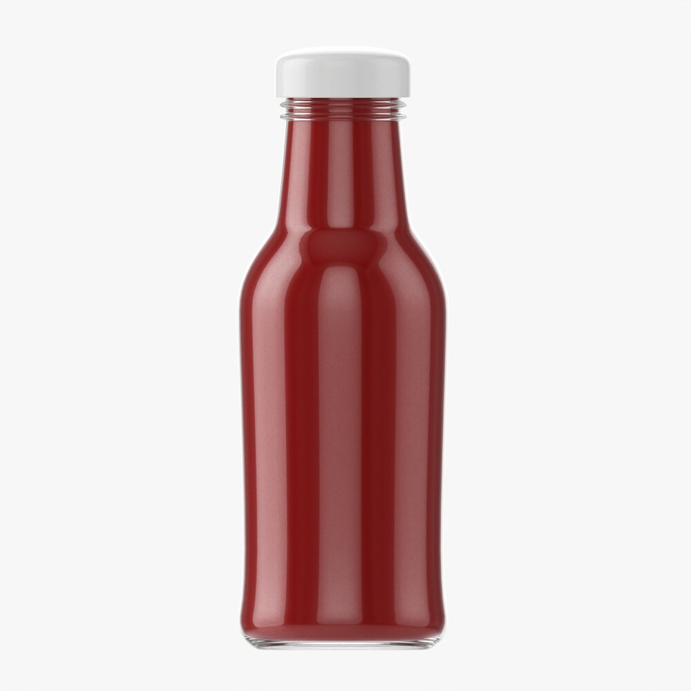 Barbecue Sauce In Glass Bottle 13 3D模型