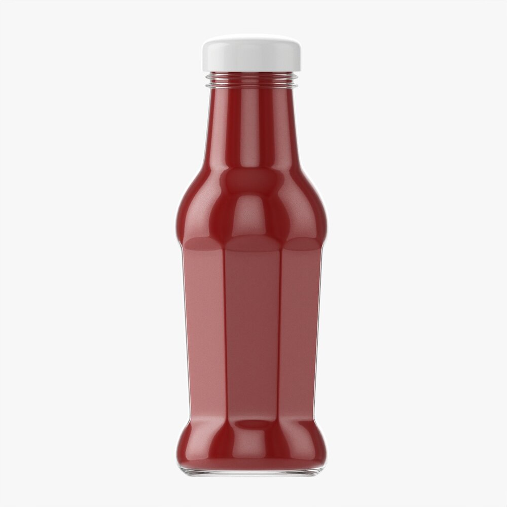 Barbecue Sauce In Glass Bottle 14 3D model