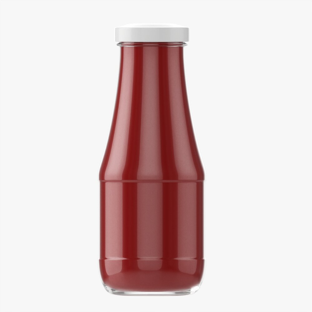 Barbecue Sauce In Glass Bottle 16 3D 모델 