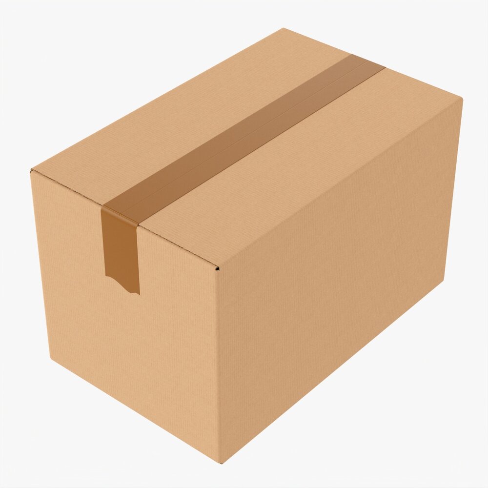 Box Sealed With Tape Mockup 01 3D модель