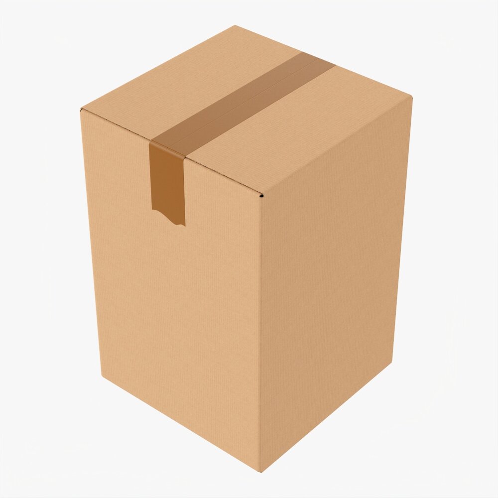 Box Sealed With Tape Mockup 02 3Dモデル