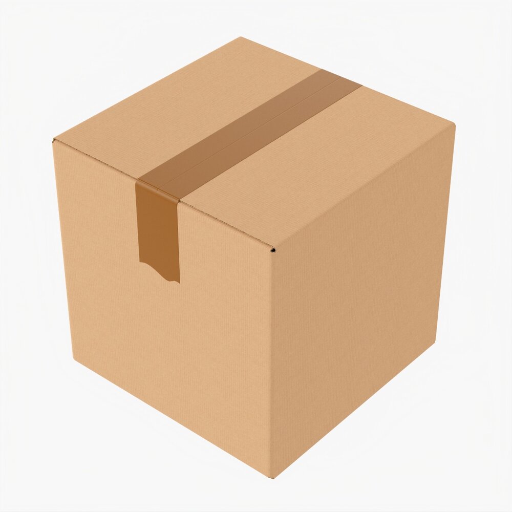 Box Sealed With Tape Mockup 03 3Dモデル