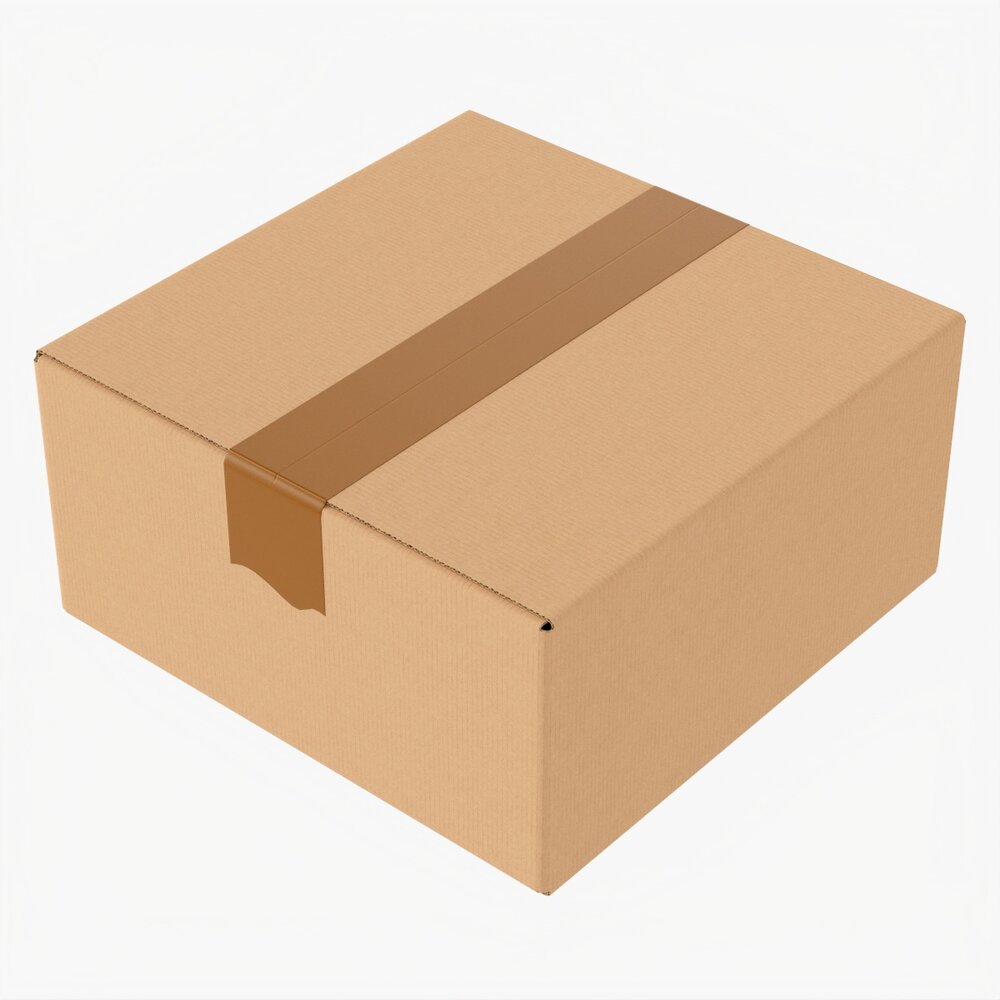 Box Sealed With Tape Mockup 04 3D модель