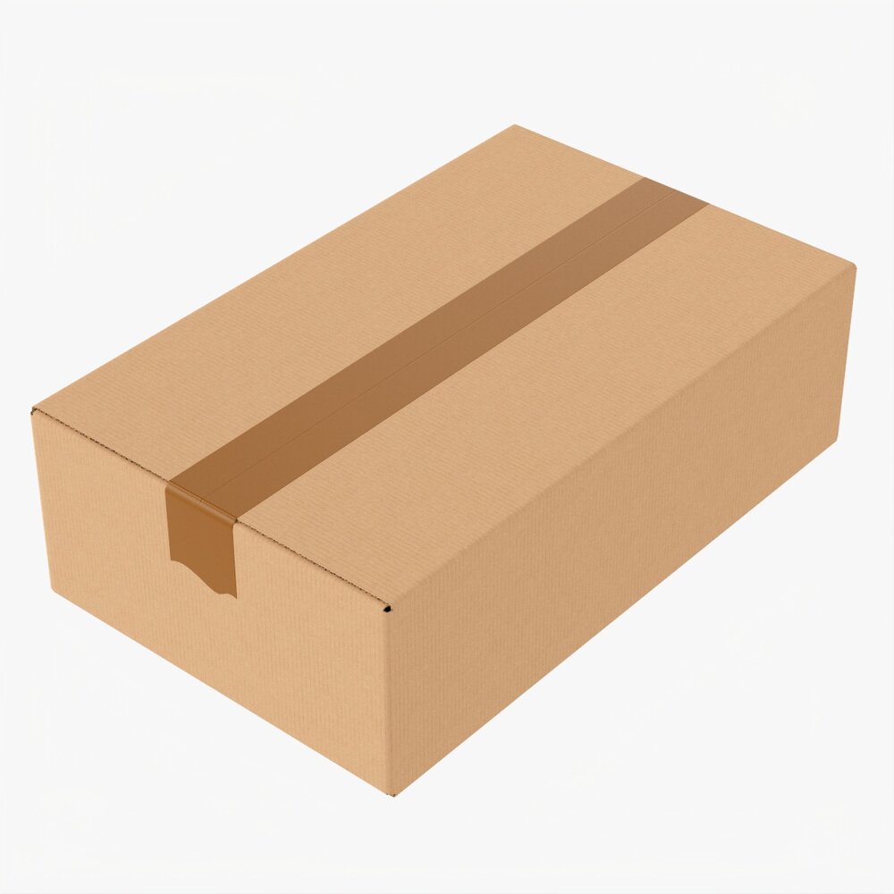 Box Sealed With Tape Mockup 06 3D模型
