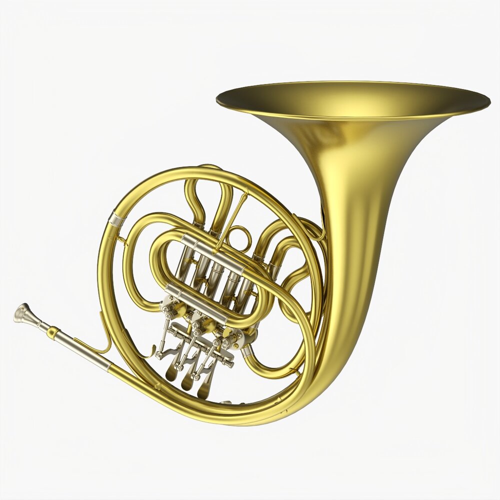 Brass Bell French Horn 3D 모델 