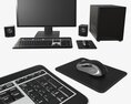 Computer Monitor Keyboard Mouse Pad Speakers Woofer Set 3d model