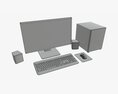 Computer Monitor Keyboard Mouse Pad Speakers Woofer Set 3D-Modell