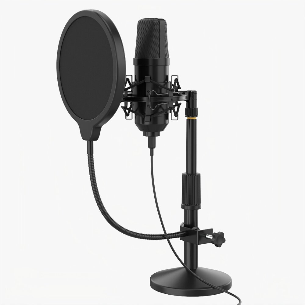 Cardioid Microphone With Stand Usb Modèle 3D