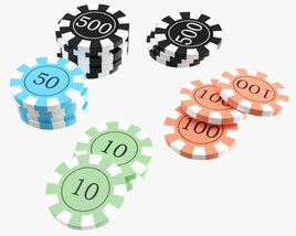 Casino Chip Stacks 02 3D model