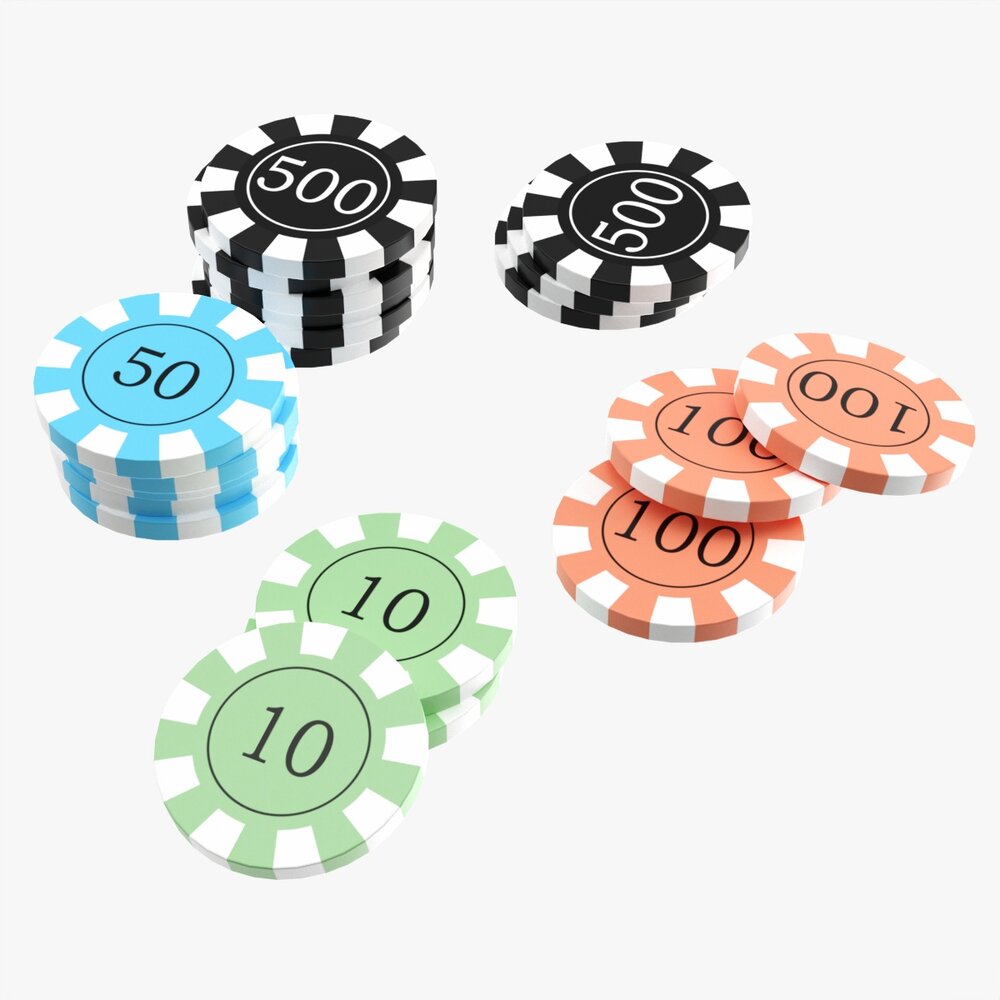 Casino Chip Stacks 02 3D-Modell