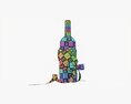 Decorated Wine Bottle Mockup Modèle 3d