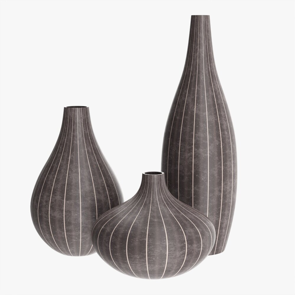 Decorative Vase Set Of Three 3d model