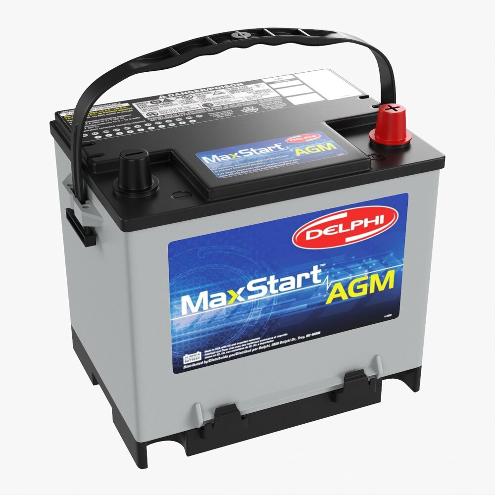 Delphi Maxstart Agm Car Battery 3D model