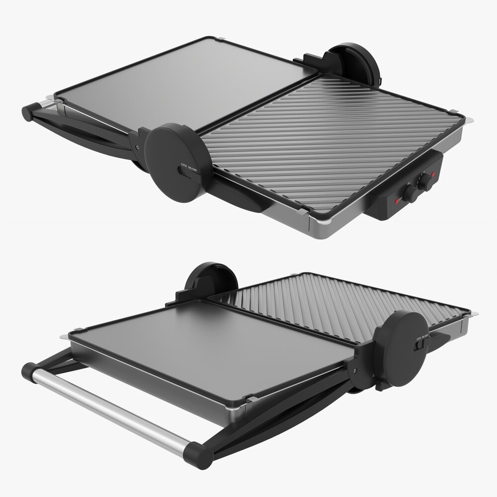 Electric Tabletop Grill Open 3D model