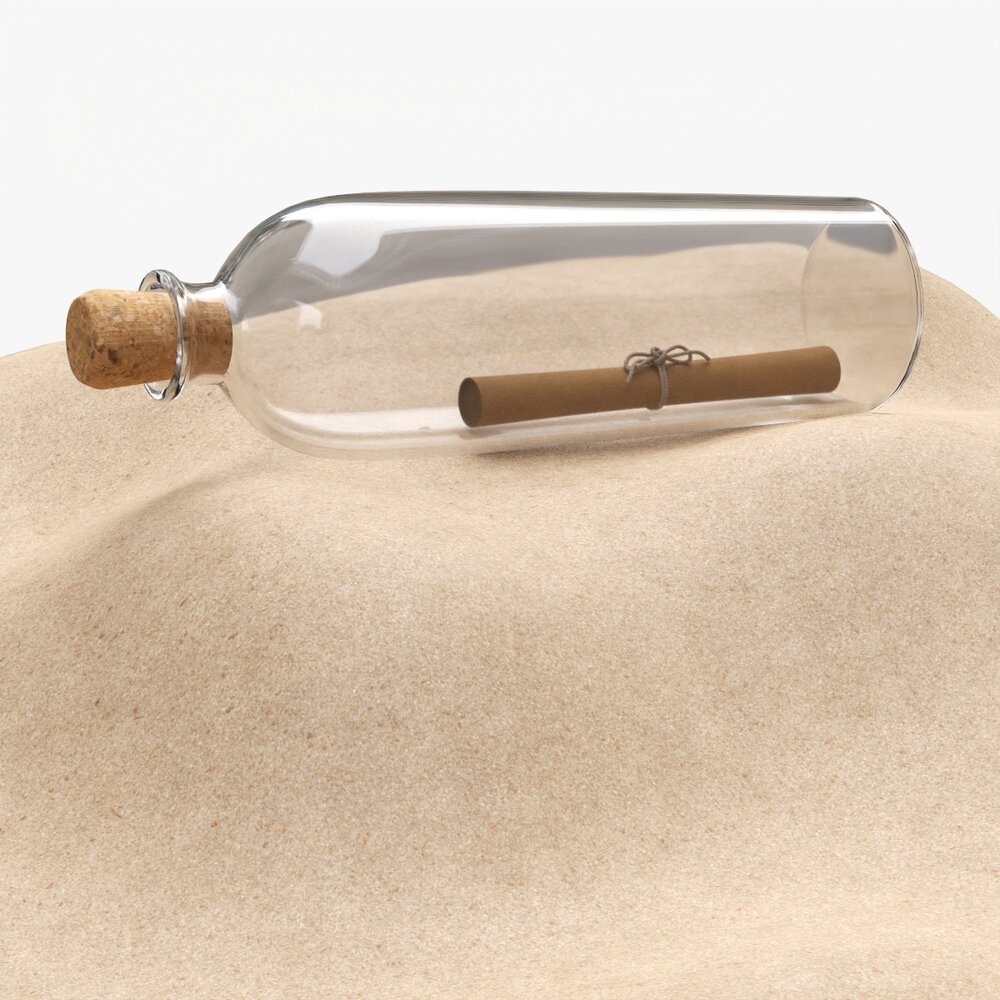 Glass Bottle With Note Inside 3D модель