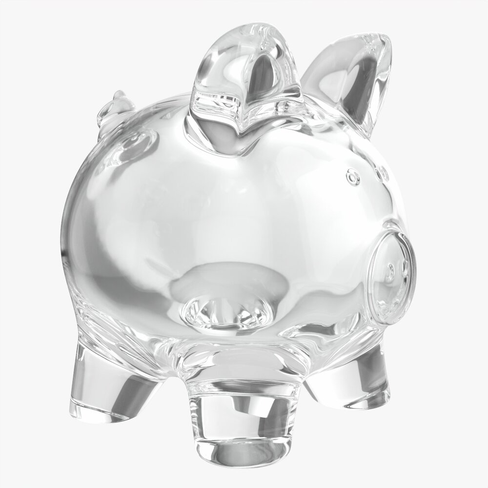 Glass Piggy Money Bank 3D model