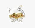 Glass Piggy Money Bank With Coins 3D модель
