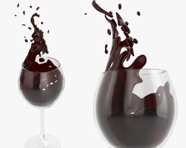 Glass With Wine Splashing Out 3D-Modell