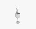 Glass With Wine Splashing Out Modello 3D