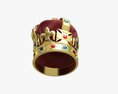 Gold Crown With Gems And Velvet 01 3D модель