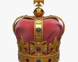 Gold Crown With Gems And Velvet 02 Modello 3D