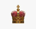 Gold Crown With Gems And Velvet 02 3D модель