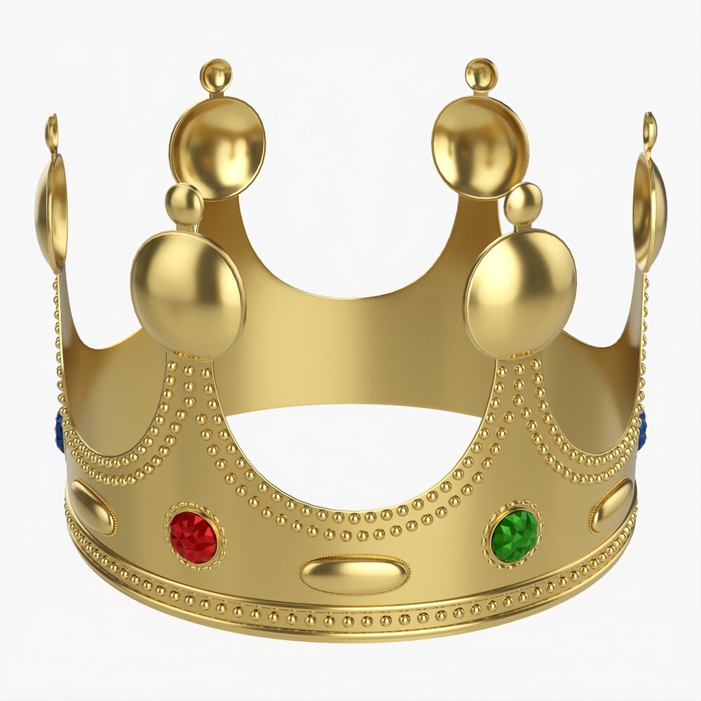 Gold Crown With Jewels Modello 3D