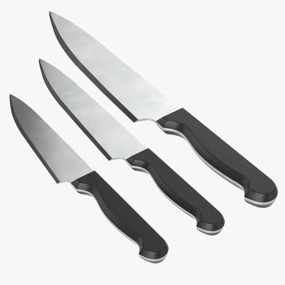 Kitchen Knifes Various Sizes 3D 모델 