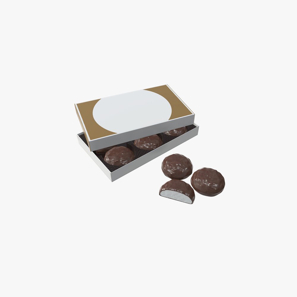 Blank Package With Marshmallow In Chocolate Mock Up Modello 3D