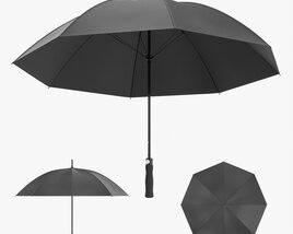 Large Automatic Umbrella Black Modello 3D