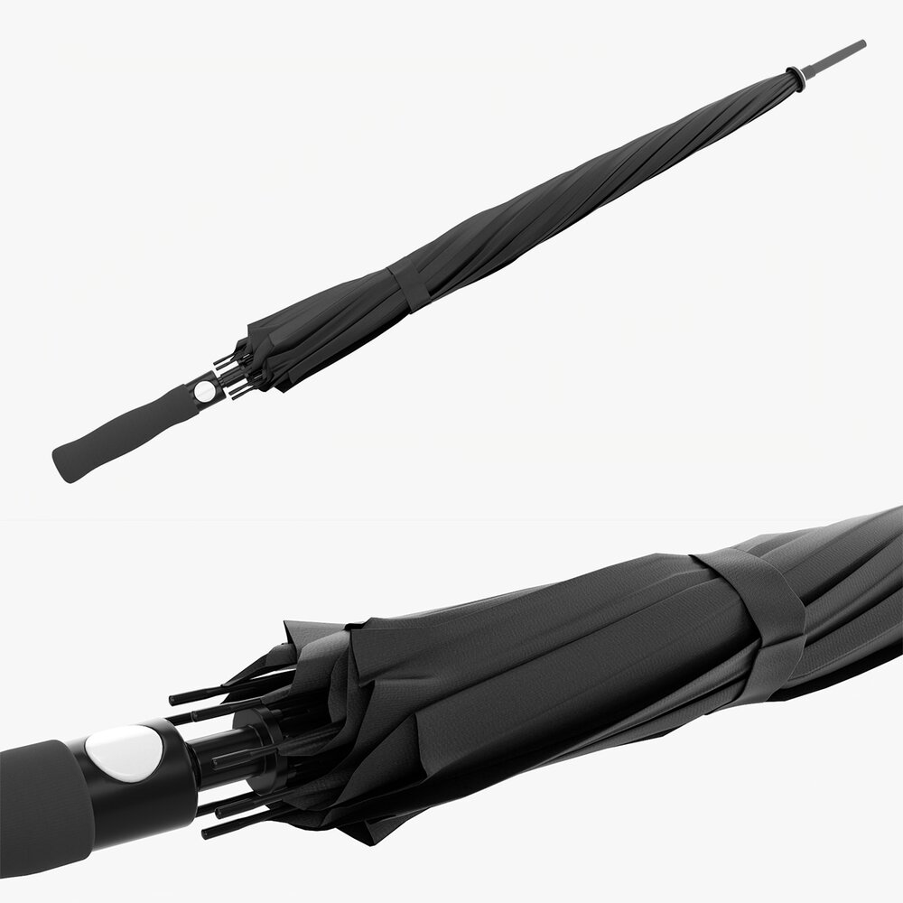 Large Automatic Umbrella Black Closed Modello 3D
