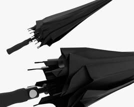 Large Automatic Umbrella Black Folded 3D model