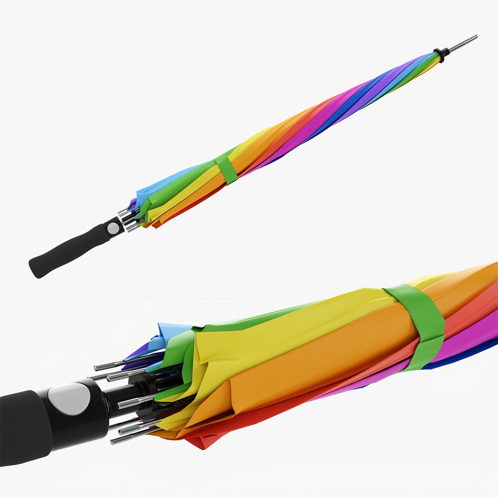 Large Automatic Umbrella Closed Colorful 3D модель