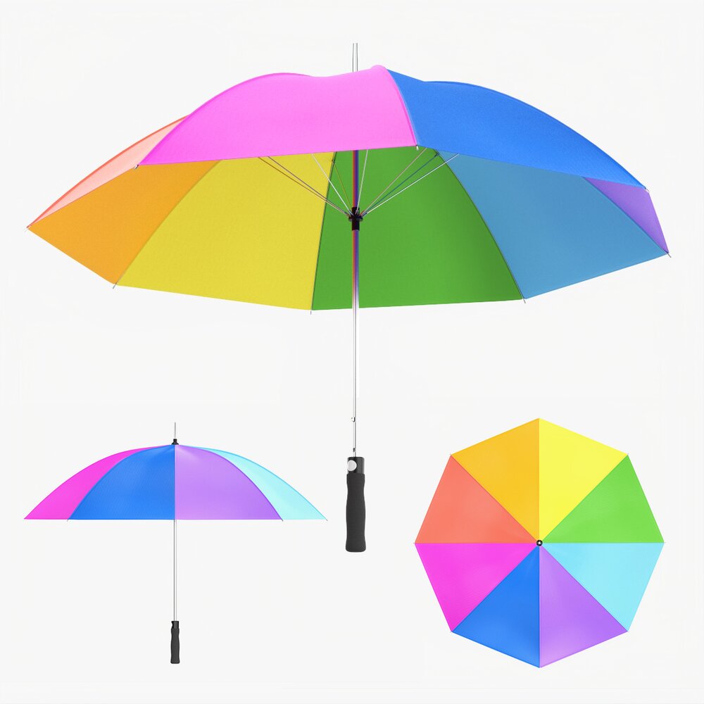 Large Automatic Umbrella Colorful Modello 3D