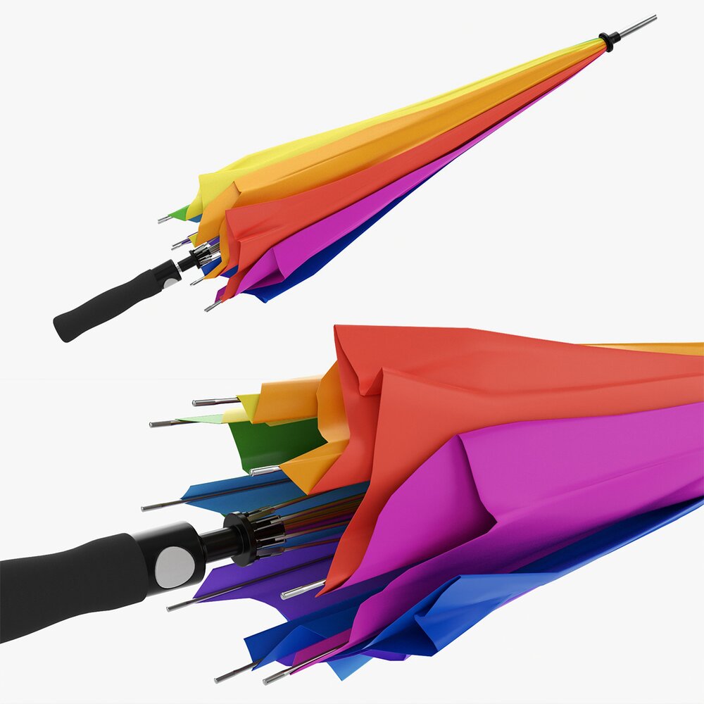 Large Automatic Umbrella Folded Colorful Modèle 3D