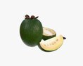 Feijoa Tropical Fruit Whole Cut In Half Slice 3D 모델 