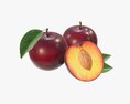 Plums With Leaves Modello 3D