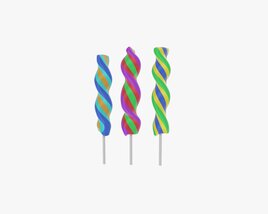 Colorful Twisted Lollipops 3D 모델 