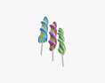 Colorful Twisted Lollipops 3d model