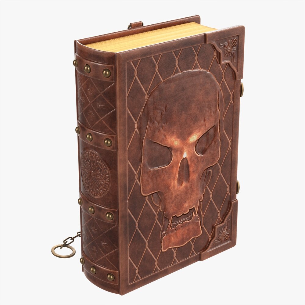 Old Book Decorated In Leather 01 Modello 3D