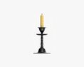Old Bronze Candlestick With Candle 3d model