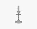 Old Bronze Candlestick With Candle 3D模型