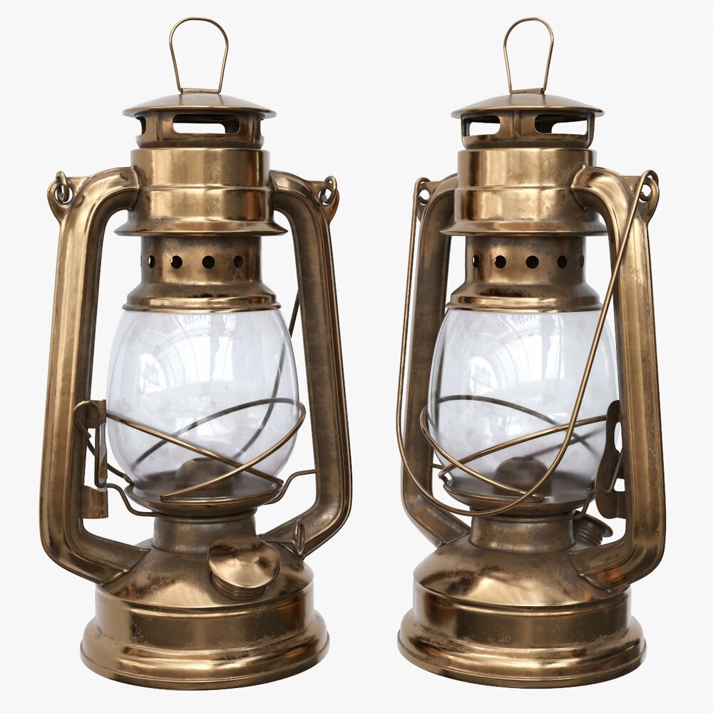 Old Metal Kerosene Lamp 01 3D model