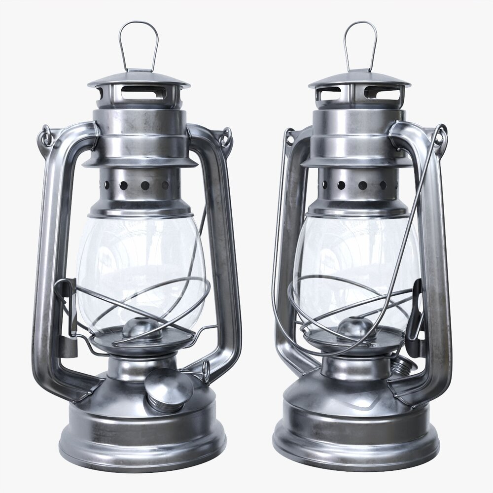 Old Metal Kerosene Lamp 03 3D model