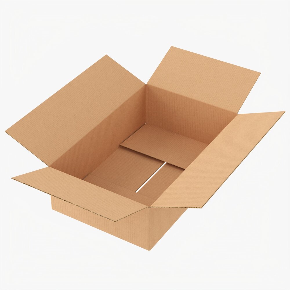Open Cardboard Box Mockup 01 Modèle 3D