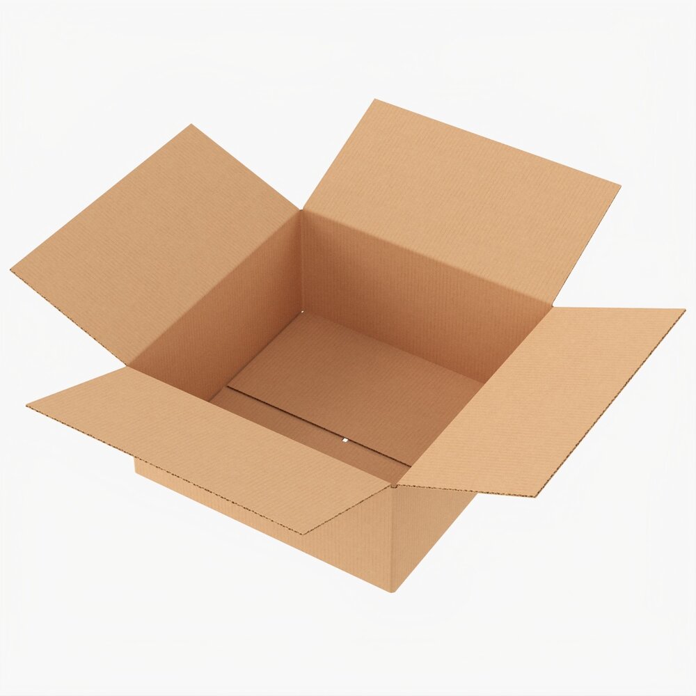 Open Cardboard Box Mockup 02 Modello 3D